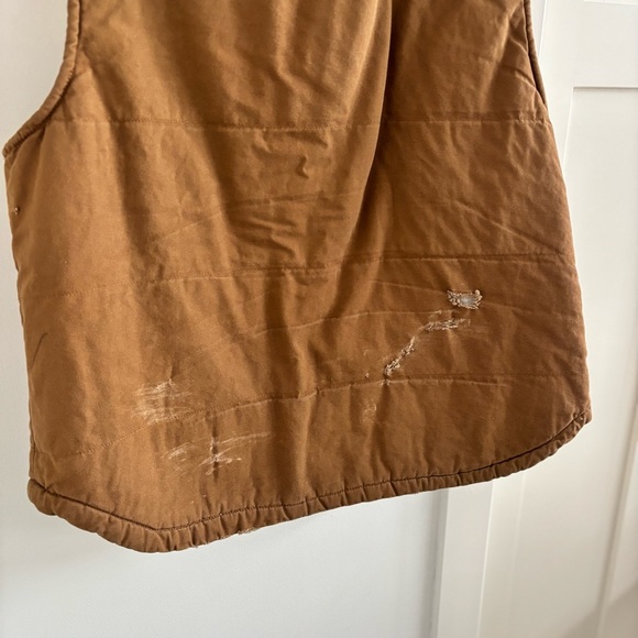 Lee Workwear Mens Vest Tan Canvas Sherpa Fleece Lined Pockets Vintage Wear XL - Picture 5 of 11